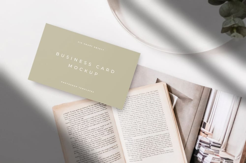 Business Card Mockup With Shadow