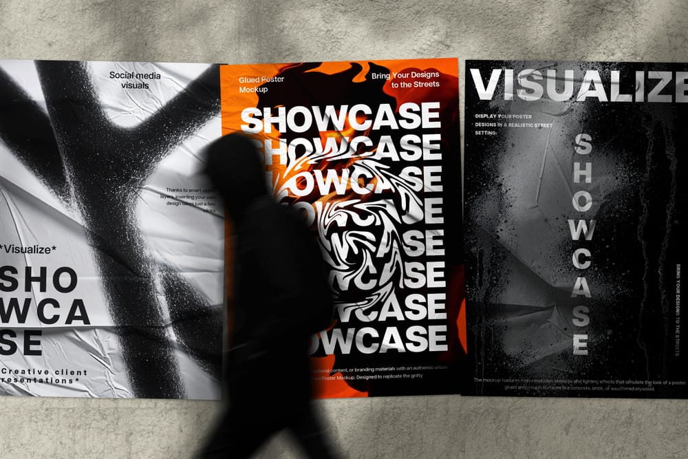 Aesthetic Glued Poster Mockup