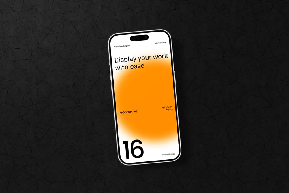 Gradient iPhone 16 Mockup Dark Background