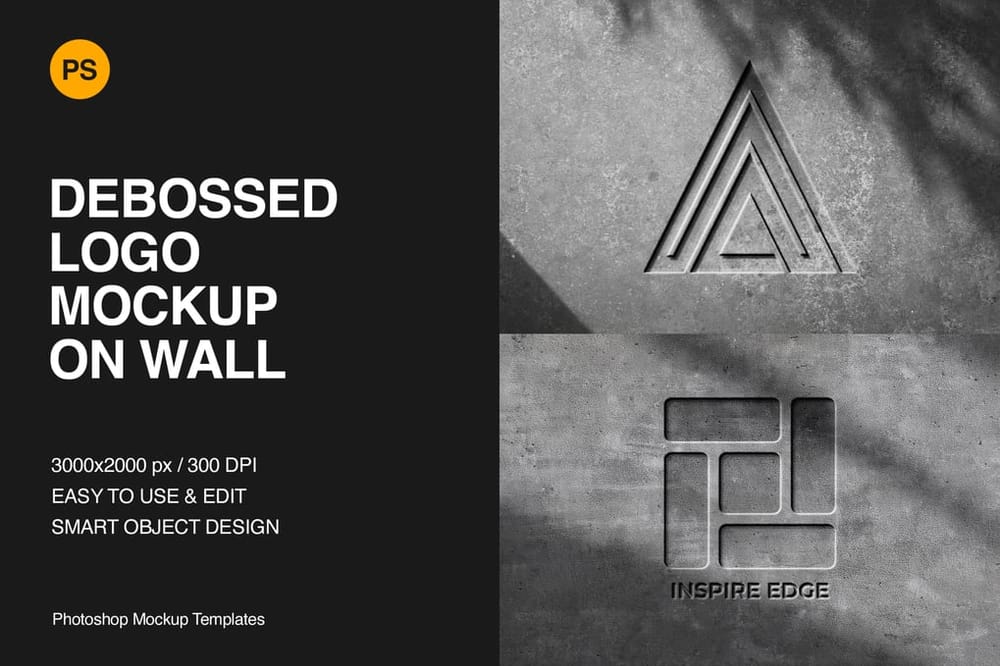 Minimal Logo Deboss Mockup on Cement Texture
