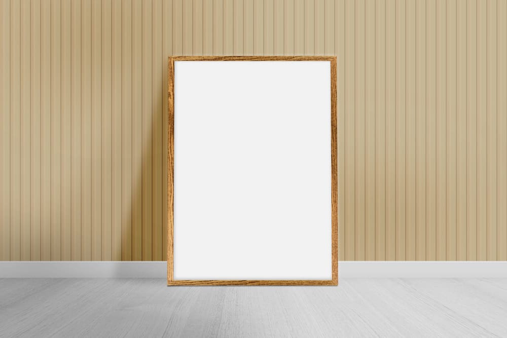 Frame Poster Mockup Lean On Textured Wall Background