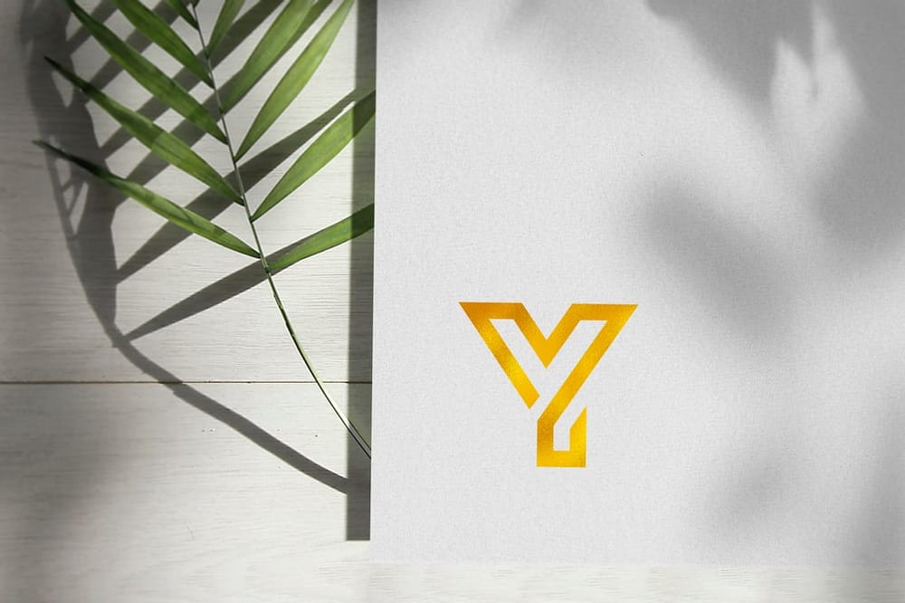 Gold Logo Mockup With Leaf
