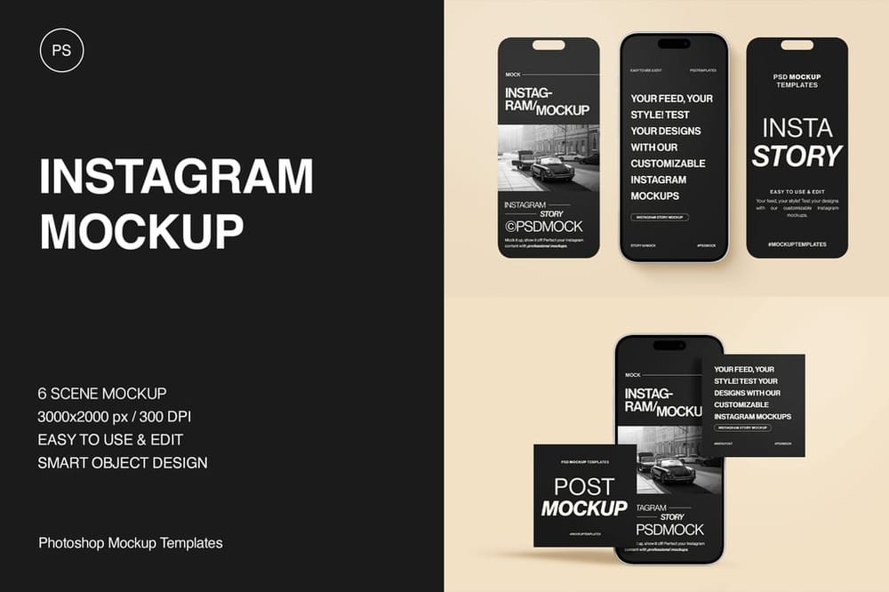 Minimalist Instagram Mockup for Stories and Posts