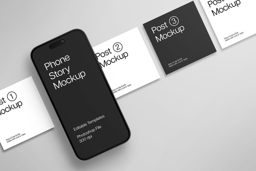 Instagram Post Mockup With iPhone Screen