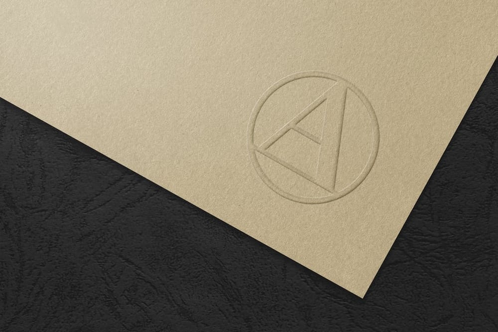 Logo Mockup on Black Leather Background