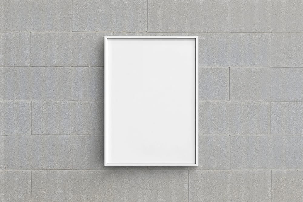 Modern White Frame Poster Mockup on Wall