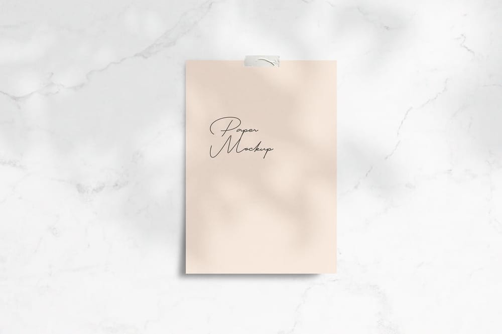 Minimalist A4 Paper Mockup on Marble Background