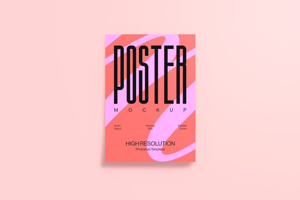 Poster Mockup On Pink Background