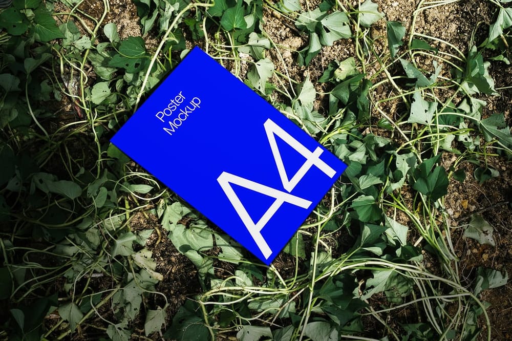 Poster Mockup with Leafy Background