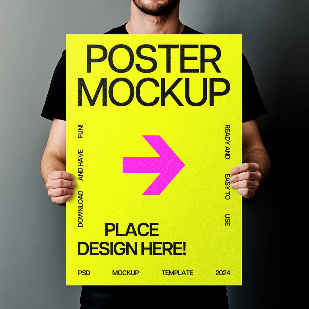 Poster Mockup Held by Man