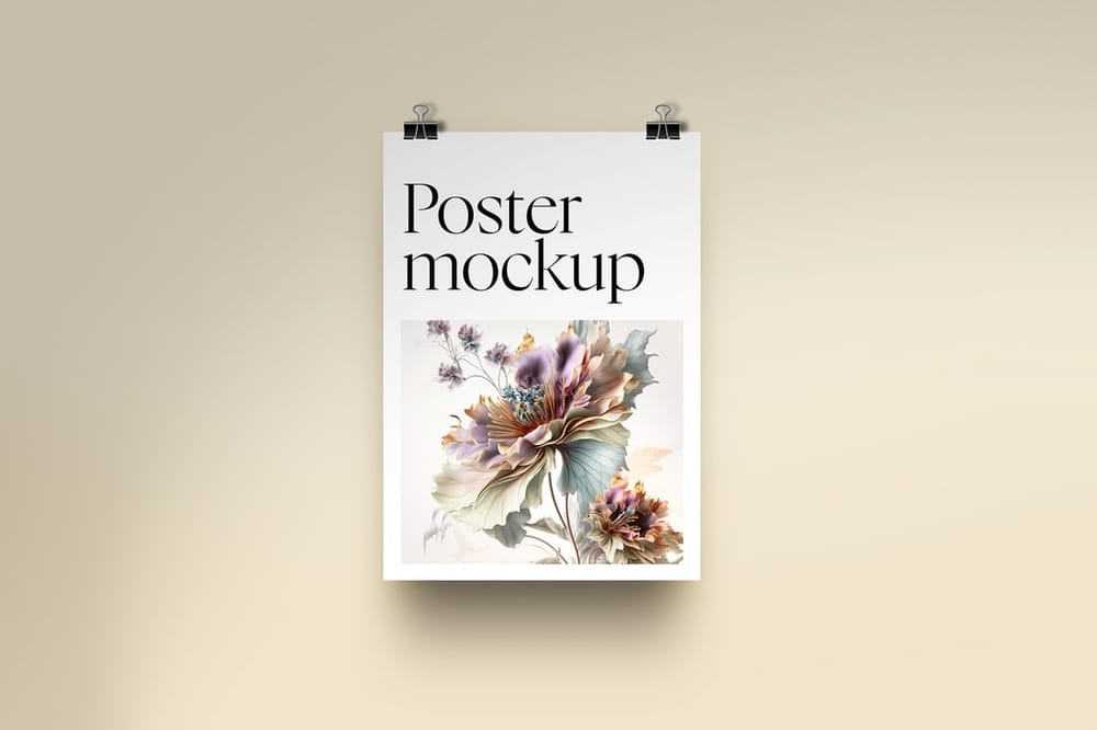 Poster Mockup With Paper Clip
