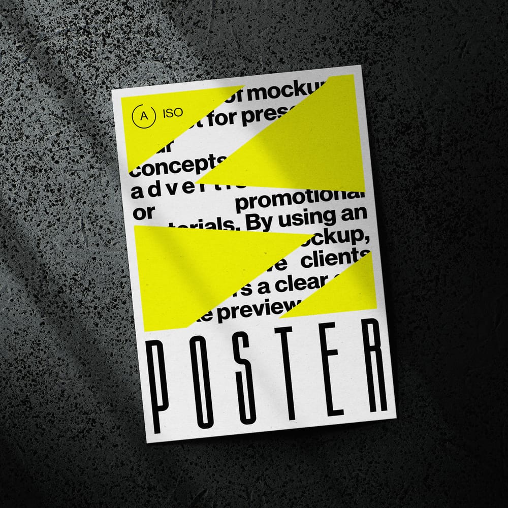 Poster Mockup on Industrial Black Background