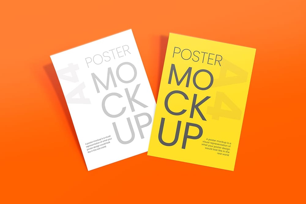 Poster Mockup on Light Color Background