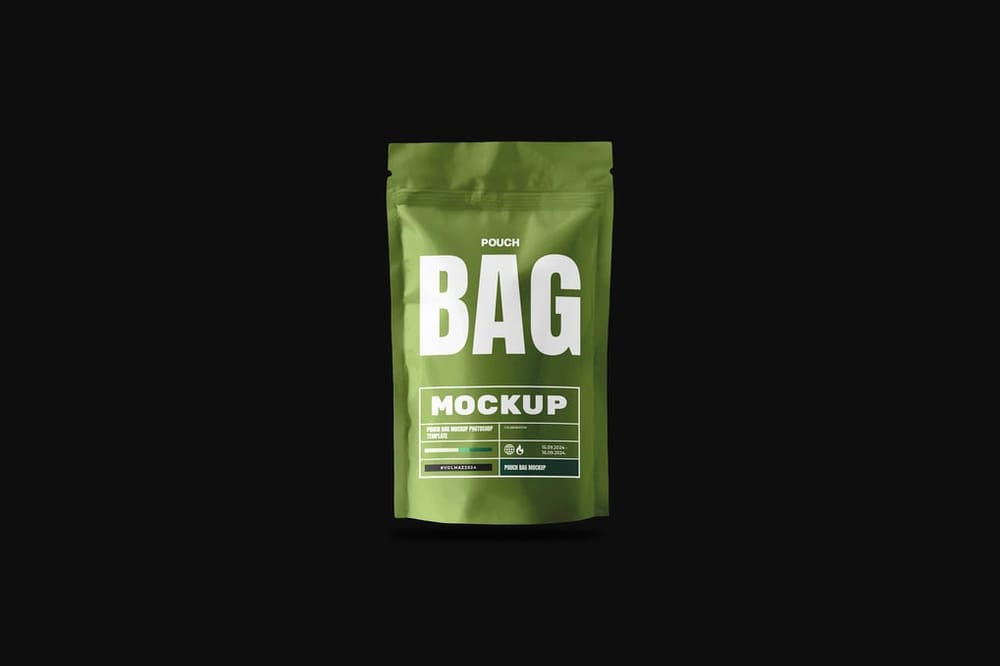 Pouch Bag Mockup On Black Background