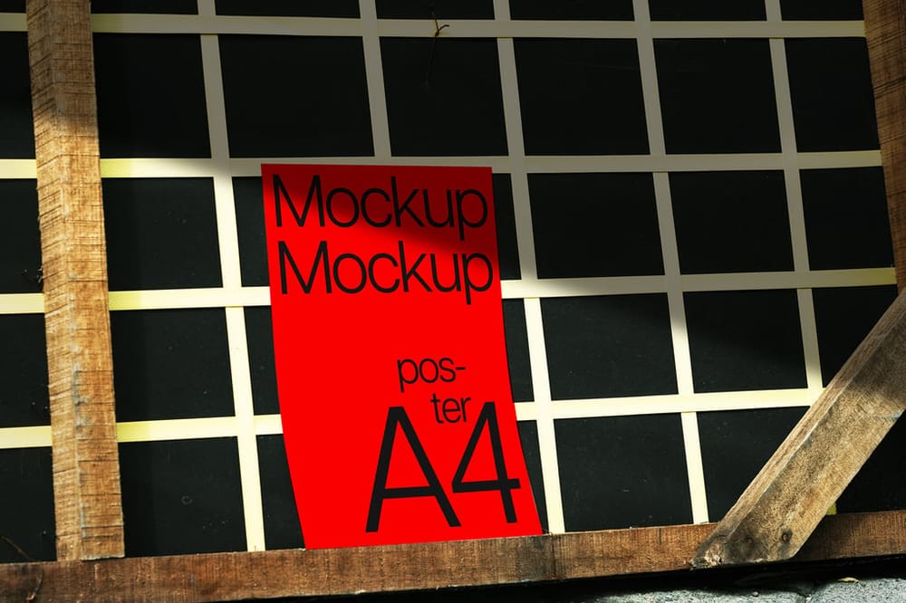 Realistic Red Poster Mockup