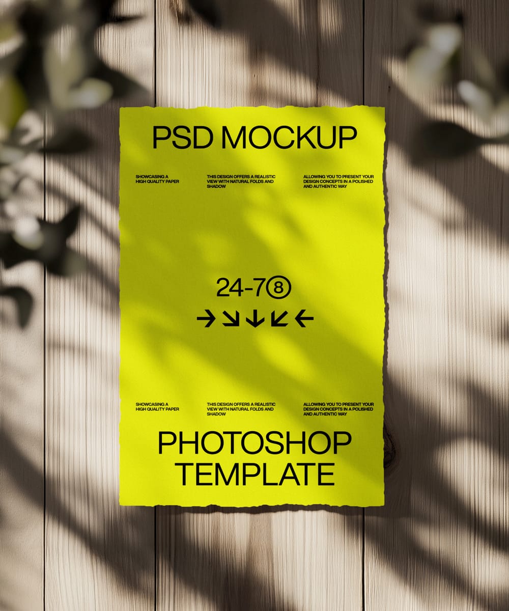 Ripped Poster Mockup with Leaf Shadow