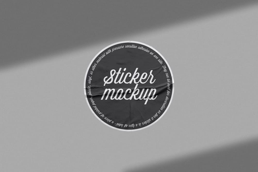 Rounded Sticker Mockup With Shadow