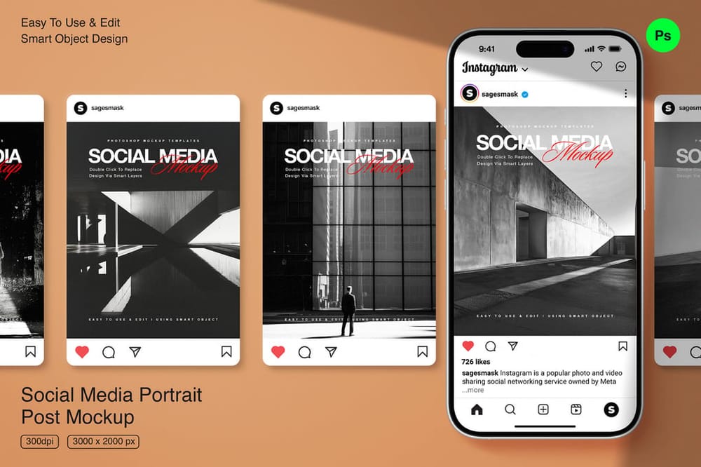 Social Media Portrait Post Mockup
