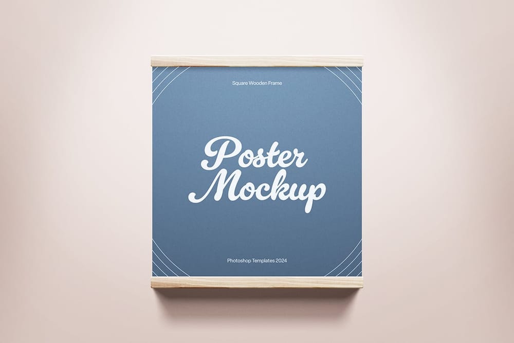 Realistic Square Wall Poster Mockup