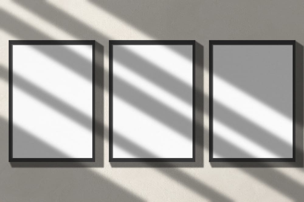 Stone Frame Poster Mockup with Shadow Overlay