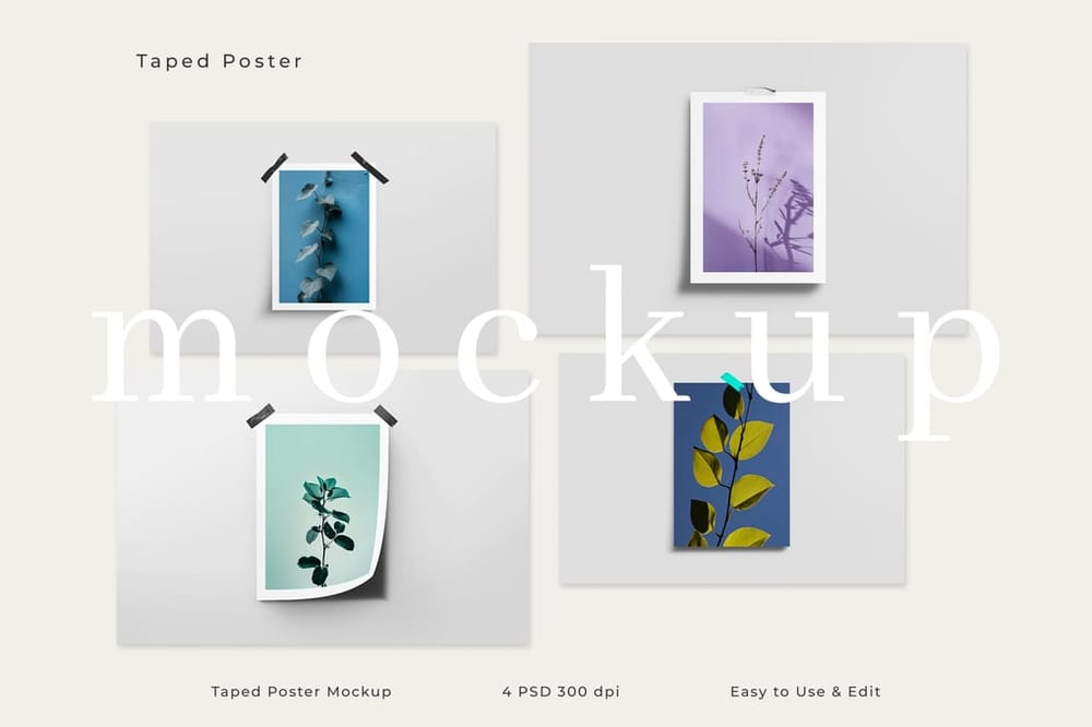 Taped Poster Mockup Set