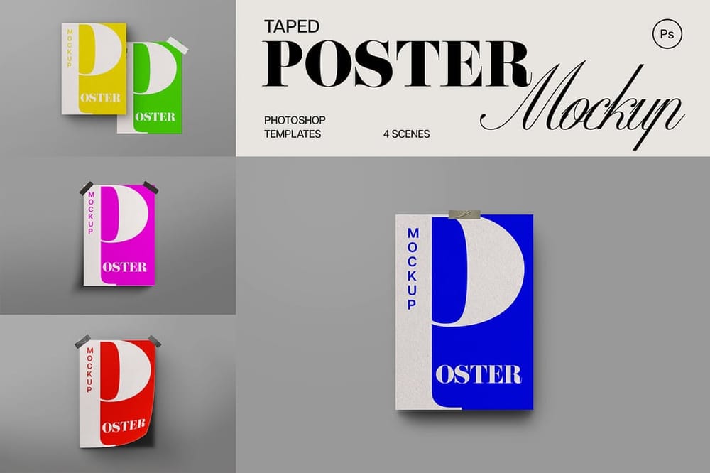 Taped Poster Mockup