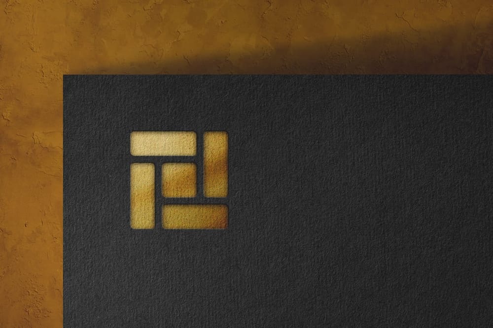 Textured Gold Foil Logo Mockup on Dark Background