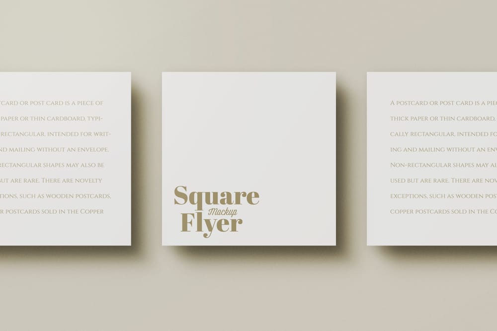 Three Square Flyer Postcard Mockup