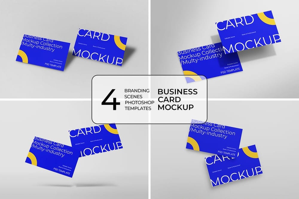 Two Business Card Mockup Blue