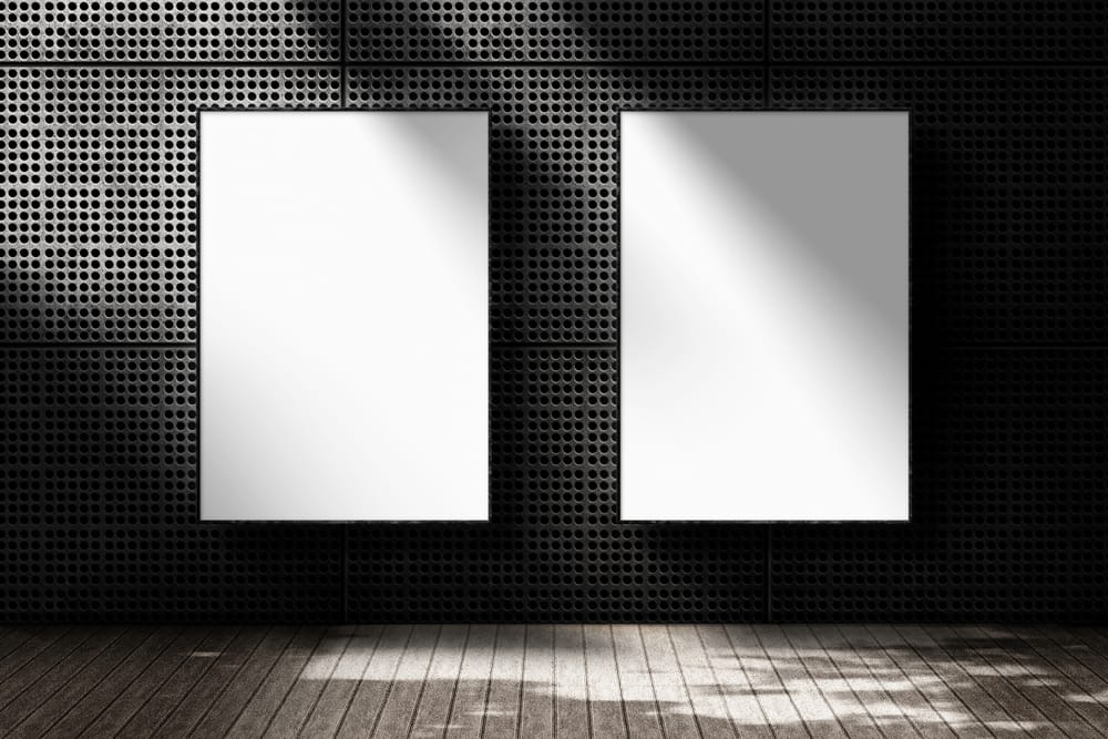 Two Frame Poster Mockup on Mesh Wall
