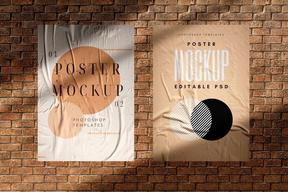 Wall Brick Poster Mockup