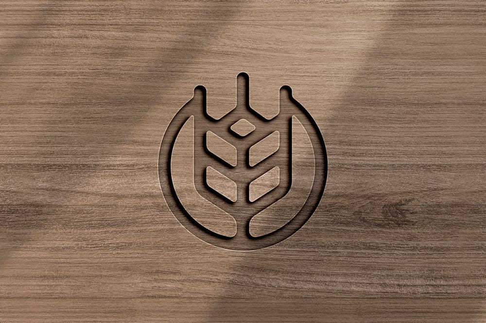Wood Logo Mockup With Shadow