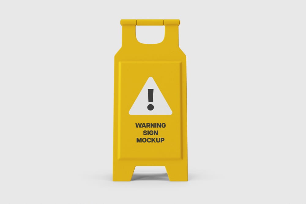 Yellow Warning Sign Mockup