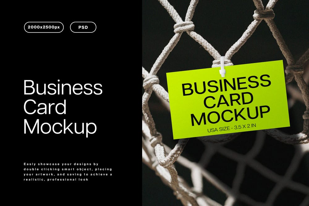 Modern Net Hanging Business Card Mockup