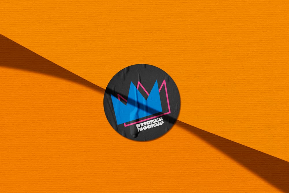 Wrinkled Round Sticker Mockup