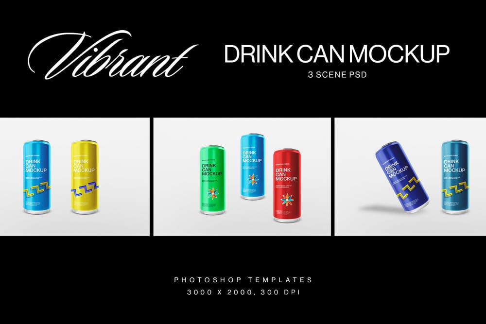 Vibrant Drink Can Mockups