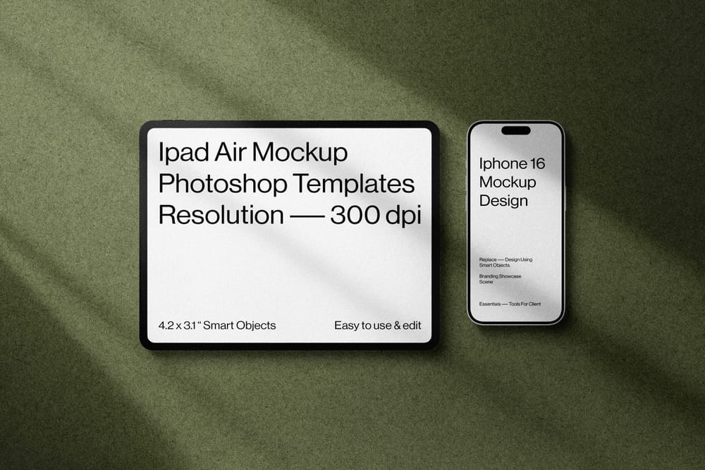 Realistic iPad and iPhone Mockup