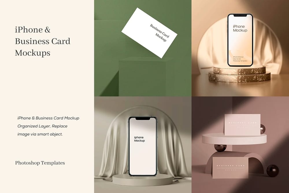 iPhone & Business Card Mockups
