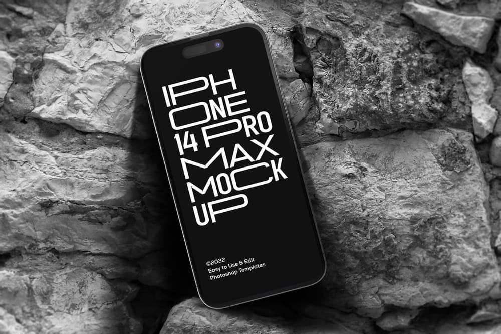 iPhone 14 Pro Max Rock Mockup