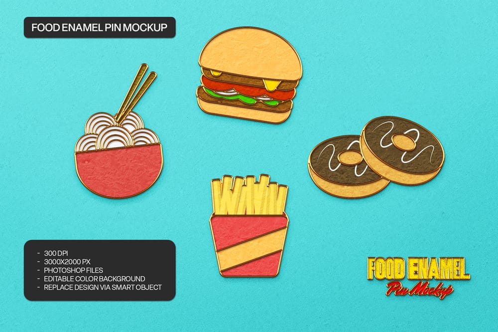 Food Enamel Pin Mockup