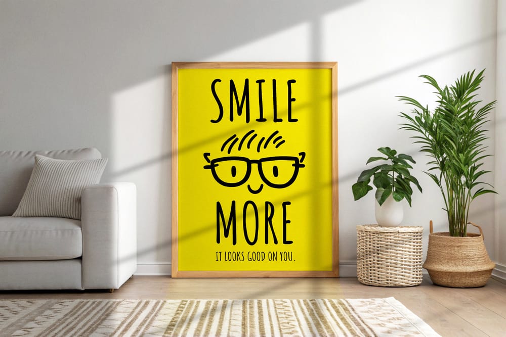 Minimalist Poster Frame Mockup in Cozy Home Scene