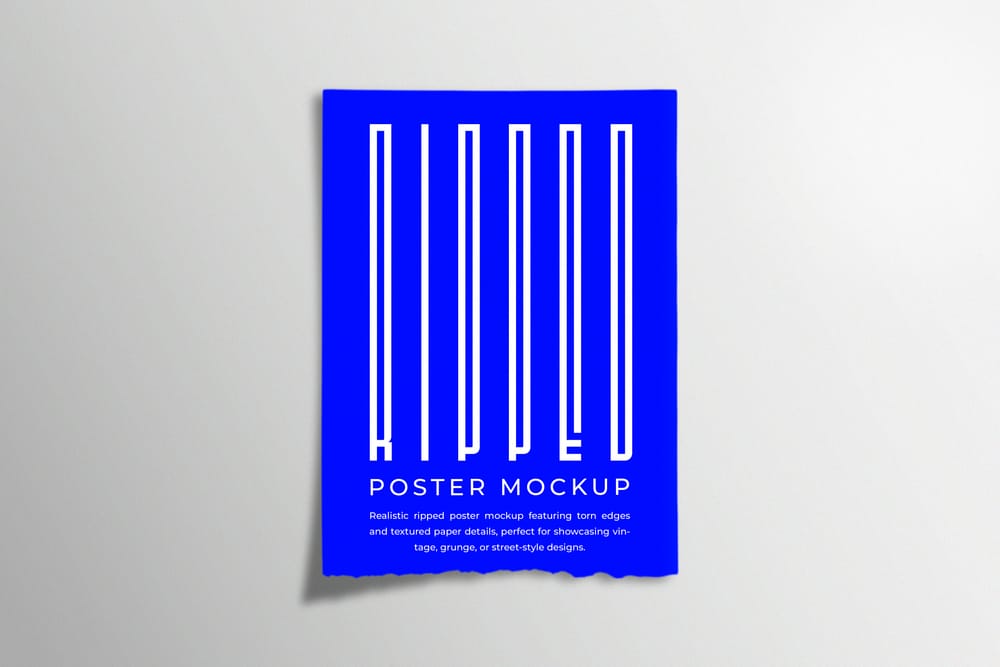 Ripped Poster Mockup on White Background