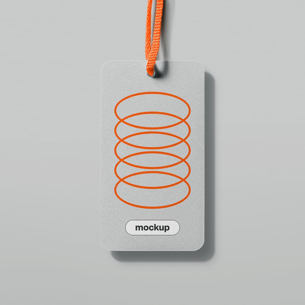 Hangtag Mockup with Orange Rope