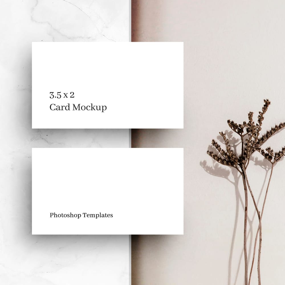 Square Business Card Mockup on Marble