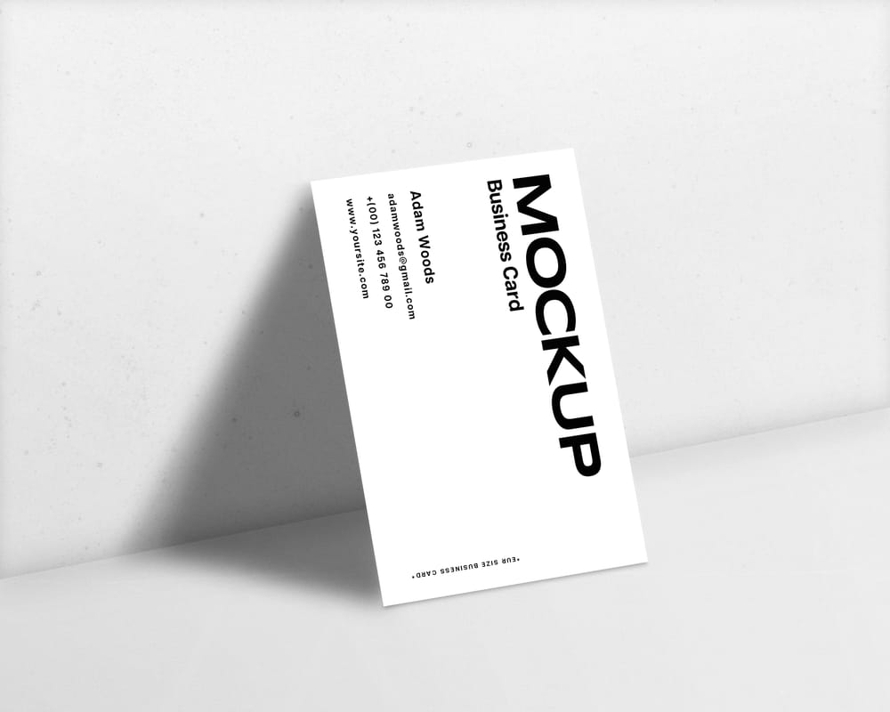 White Vertical Business Card Mockup