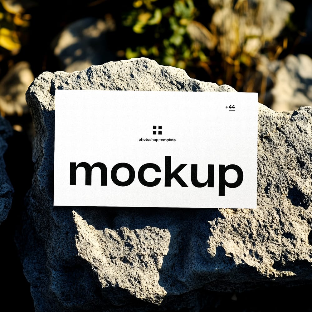 Business Card Mockup in Daylight on Stone