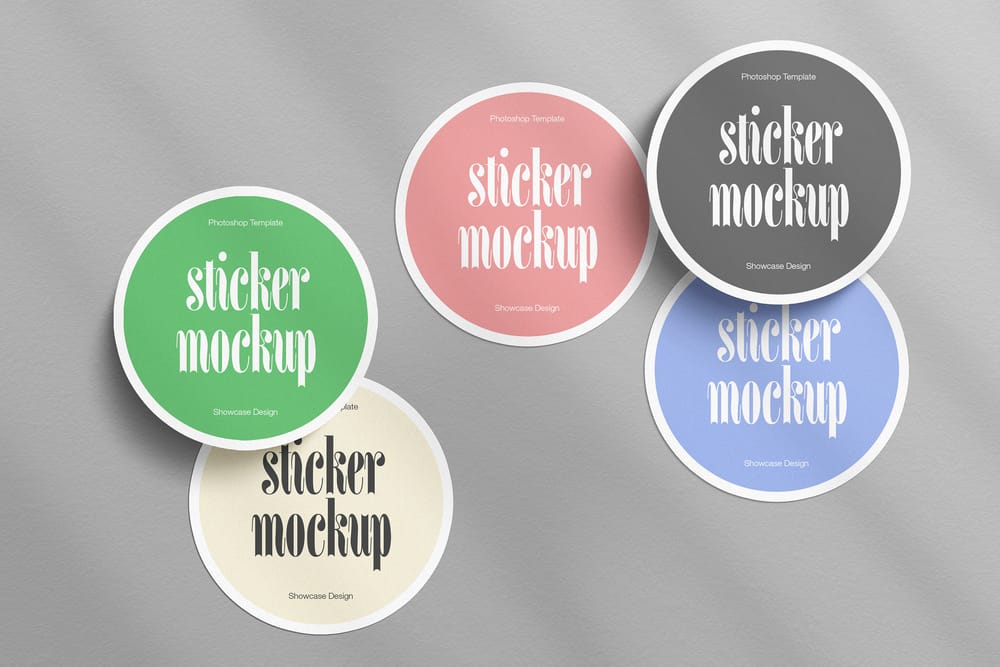 Flat Round Sticker Mockup