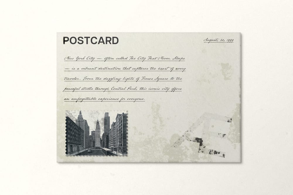 Grunge Vintage Postcard & Postage Stamp Mockup