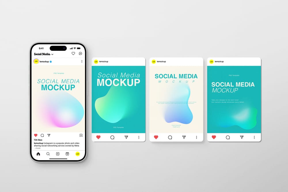 Fluid Neon Social Media Mockup