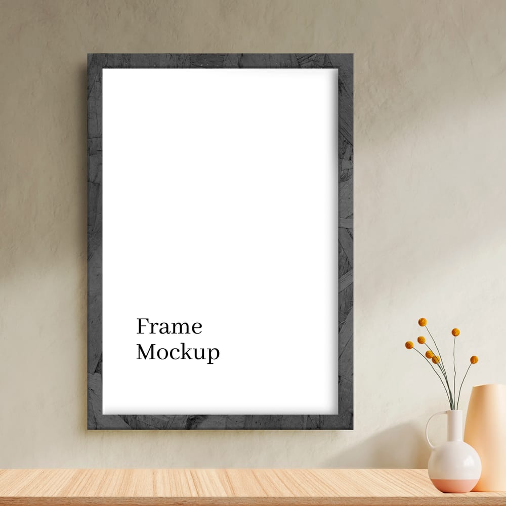Modern Square Frame Mockup on Wall Interior